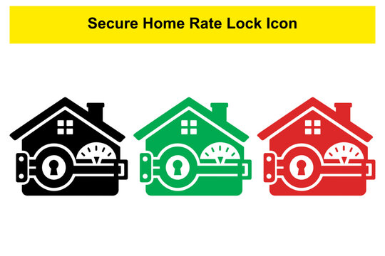 Secure home rate lock icon collection showing mortgage interest stability for real estate financing.
