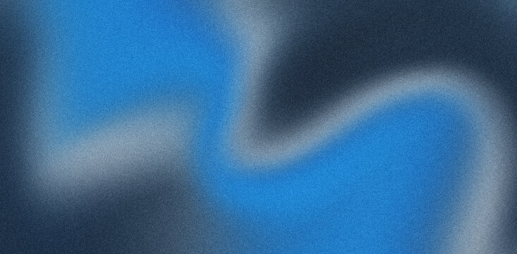 Abstract grainy gradient background with flowing waves of blue, white, and dark grey colors