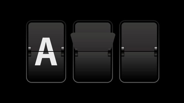 Flip text animation of a board showing the word api with transparent background video & looping alpha channel.