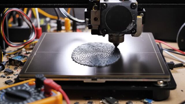 3D Printer Printing Object in Workshop Close-Up View with Modern Additive Manufacturing Technology