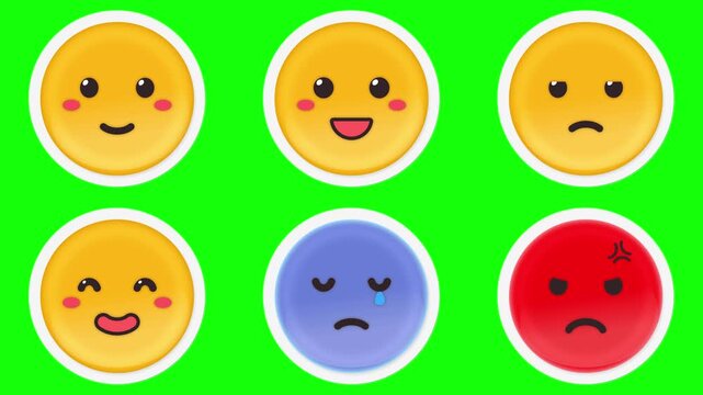 シール風の揺れる顔絵文字セット1