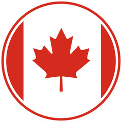 Fototapeta premium Canada Flag Circle Badge Icon Transparent SVG Vector