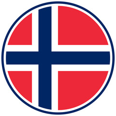 Fototapeta premium Norway Flag Circle Badge Icon Transparent SVG Vector