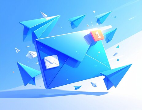 3d set of paper plane and mail icon with notification of new message concept illustration ideas