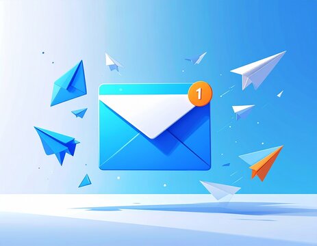 3d set of paper plane and mail icon with notification of new message concept illustration ideas