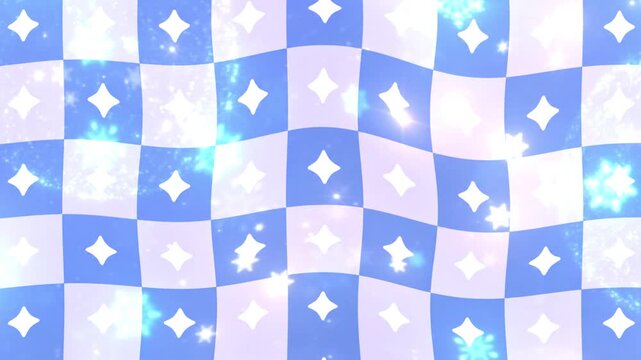 Blue Wavy Checkerboard Pattern Snowflake Sparkle Motion Graphic
