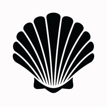 Black seashell scallop icon vector graphic design element