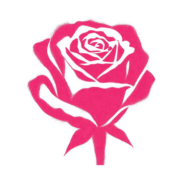PNG Pink rose stencil illustration on transparent background.
