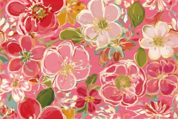 Obraz premium Watercolor floral seamless pattern. Contemporary print for wedding stationary, greetings, wallpapers, fashion and cards. 
