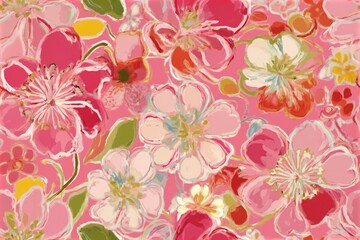 Fototapeta premium Watercolor floral seamless pattern. Contemporary print for wedding stationary, greetings, wallpapers, fashion and cards. 
