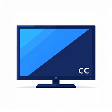 Closed Captioning TV Screen Icon CC Symbol Flat Vector Design