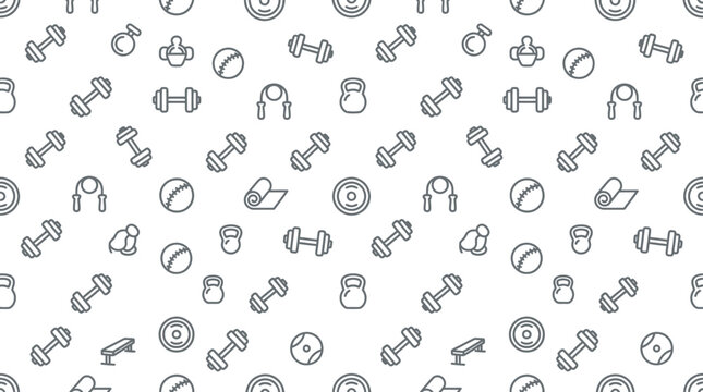 Seamless Pattern of Fitness Equipment Icons