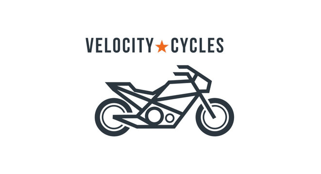 Modern minimalist motorcycle logo design with geometric line art motorbike vector illustration