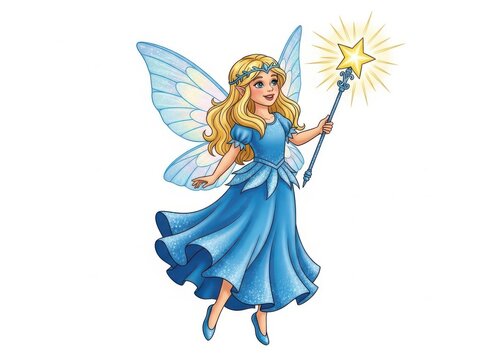 Enchanted fairy with radiant wings and magical wand