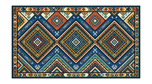 Seamless Geometric Ethnic Pattern with Tribal Diamond Motifs