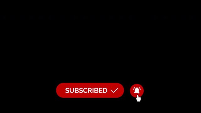 Animated Subscribe Button for Video Overlay. Like Subscribe Bell Notification Button, subscribe to channel. Transparent Screen