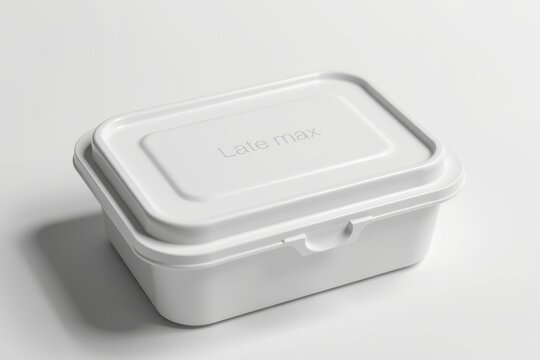 White rectangular food container with snap closure