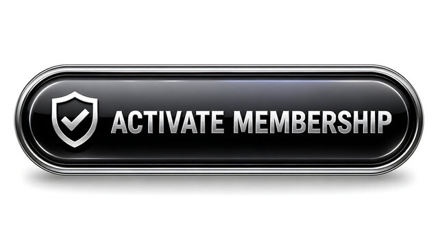 Glossy black horizontal web button featuring the bold silver text ACTIVATE MEMBERS.