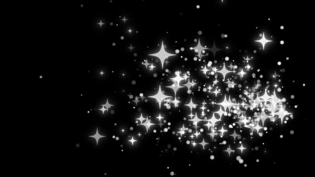nightlife stardust sequence in 4k showcasing glowing star glitter, flying ray particles, animated party confetti, and smooth eclipse motion