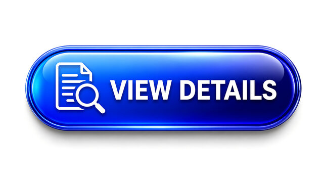 Glossy blue web button featuring a magnifying glass icon and view details text.