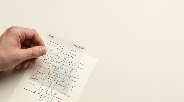 Hand holding paper with maze pattern illustrating knowledge transfer of practical know-how from experienced roles effectively