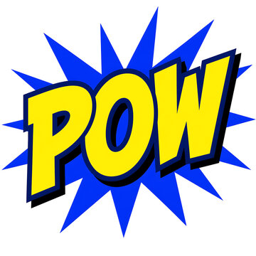Retro comic book style yellow POW text on a blue explosion burst graphic.