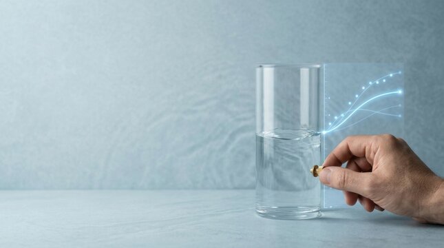 Ai prediction concept represented by hand holding glass with lightning to visualize patterns for future estimation