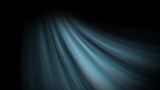 Colored air flow moving from left to right and increasing towards the end. Abstract blue wave light glowing line seamless loop Air flow arranged in a wave-like pattern on a black background . 4K
