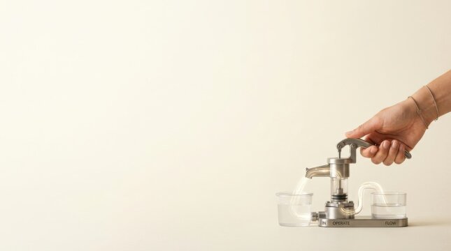 Person's hand holding a small device to visualize operating cash flow as maintaining resources for continuous business activity