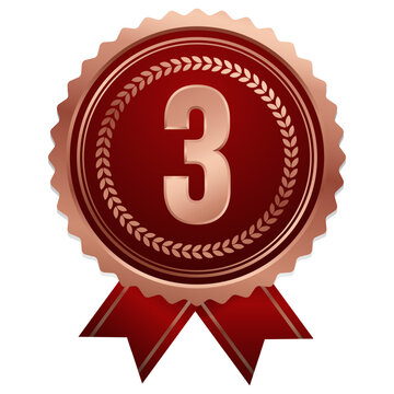 three placement with bronze medal and ribbon for certificate element design