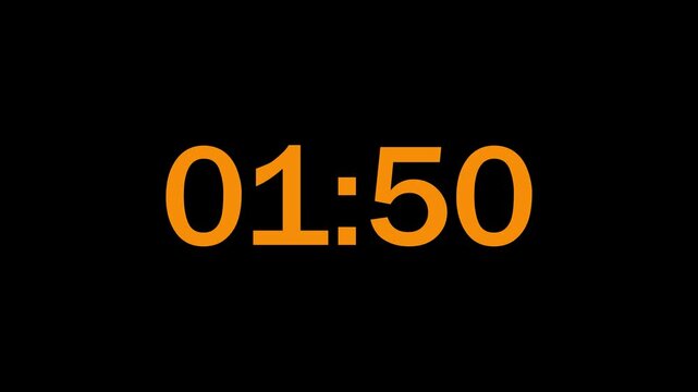 Two minute countdown animation with alpha channel, Two minutes countdown timer on a transparent background, 2 minute countdown video