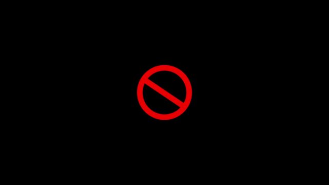 Ban Icon with Glowing Prohibited Symbol on Black Background