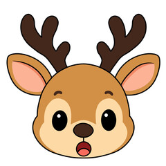 Cute Surprised Reindeer Cartoon Illustration © Rara