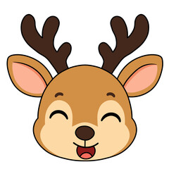 Cute Smiling Reindeer Cartoon Illustration © Rara