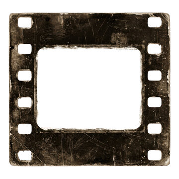 Old vintage film strip frame isolated on white background
