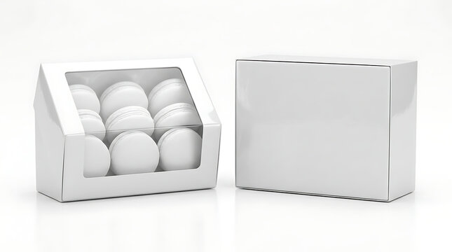 Assortment Of Delicate French Macarons Presented In A Clear Window Display Box Ready For Gifting And Enjoyment