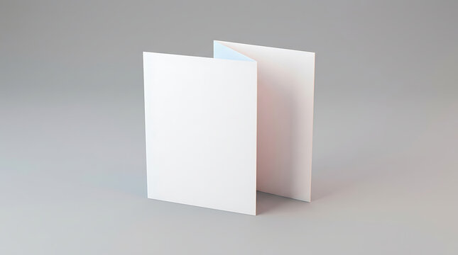 Blank Folded Brochure or Booklet Template on a Plain Gray Background Showing Front and Back Cover Panels