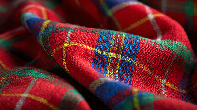 Textured Tartan Fabric Close-Up