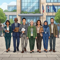 Fototapeta premium Diverse group of professional people walking together