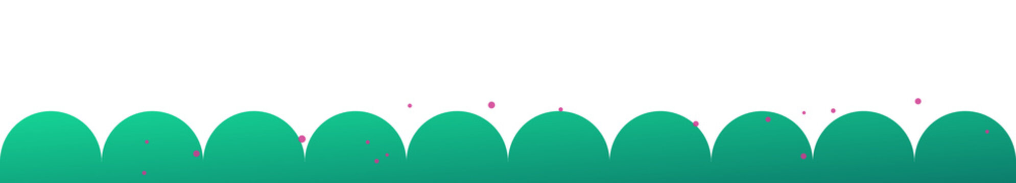 Row of bright green cartoon clouds on transparent background for kids design projects