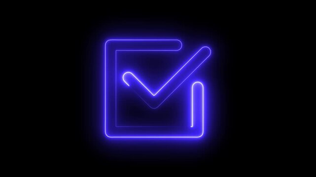 Glowing neon checkmark animation for ui and task completion concepts tick checkbox