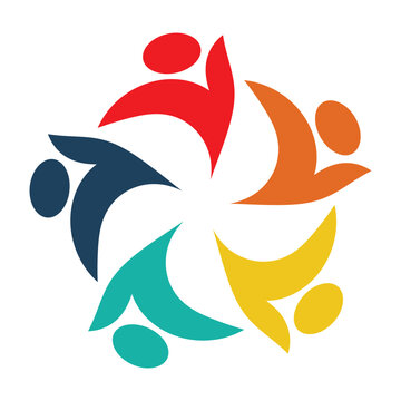 Colorful Abstract Human Figures Representing Unity and Collaboration