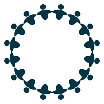 Abstract Circular Design with Human Silhouettes and Blank Center Space