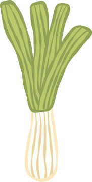 green onion vegetable food cartoon vector illustration