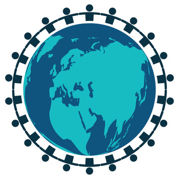 Global Unity Concept with Diverse Hands Surrounding Earth Illustration