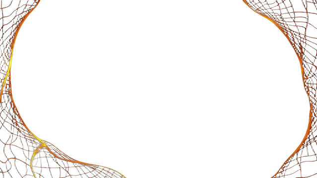 Abstract gold glowing wireframe wave border frame