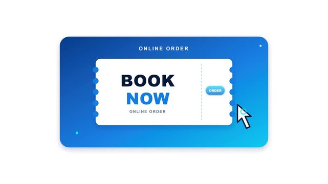 Digital ticket booking interface with interactive pointer motion animation for modern e-commerce web platform video clip