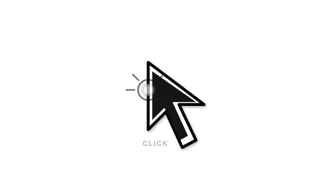 Computer mouse pointer arrow creates digital interaction effects in this smooth motion animated video clip