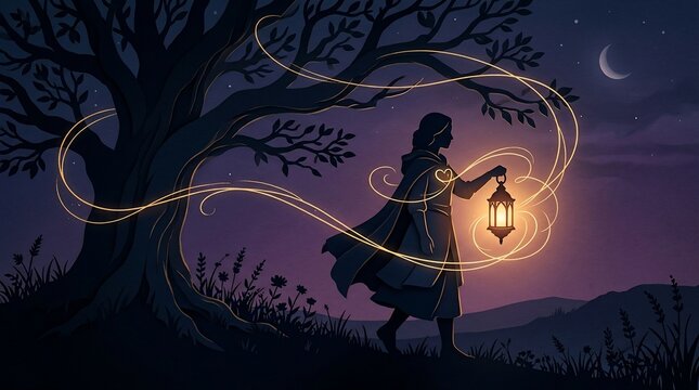 Woman holding lantern