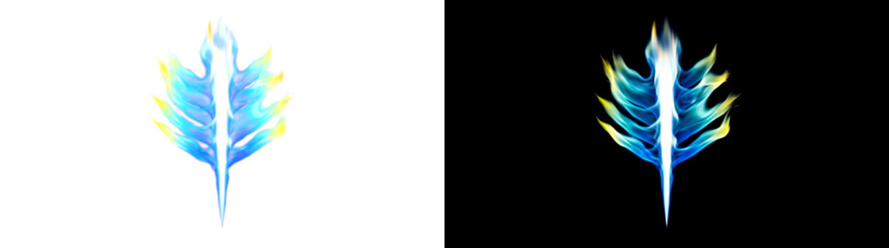 Concentric downward cutting torch flame with surrounding preheat ribbons, burning effect cutout with real transparency